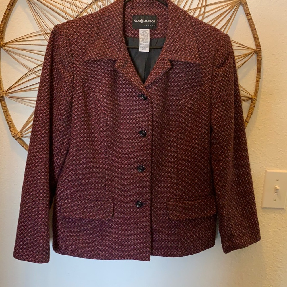Sag Harbor Wool Blend Jacket  Black and Pink    Size 8P